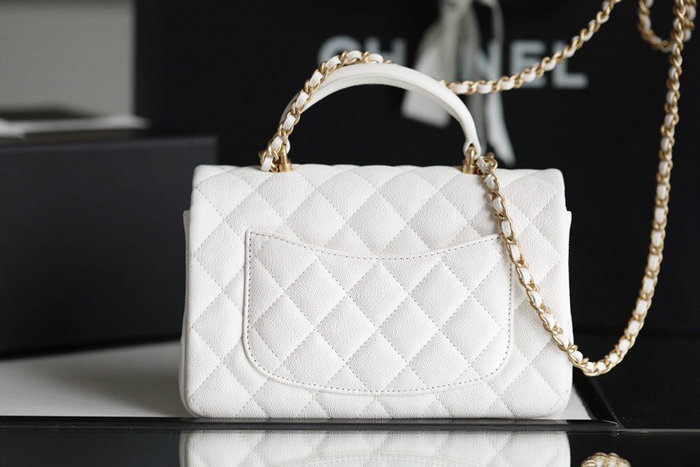 Chanel mini flap bag with top handle White AS2431