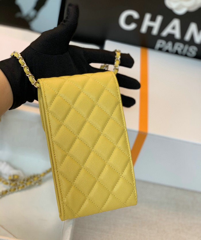Chanel phone & airpods case with chain Yellow AP2033