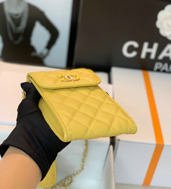 Chanel phone & airpods case with chain Yellow AP2033
