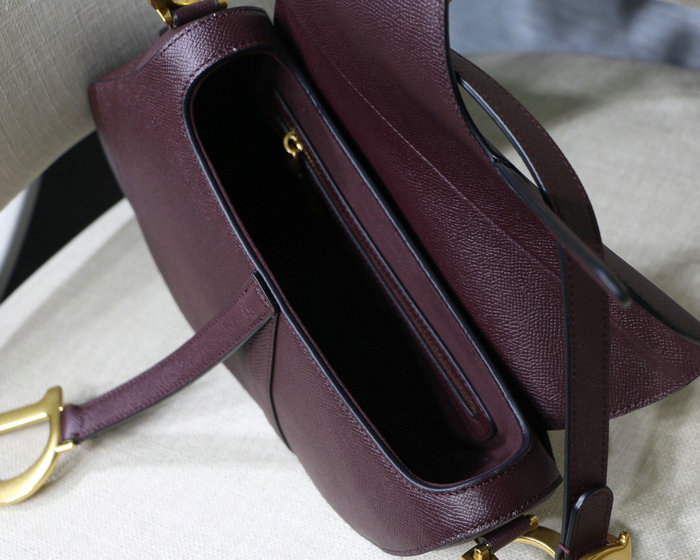 Dior Grained Calfskin Saddle Bag Burgundy M9001