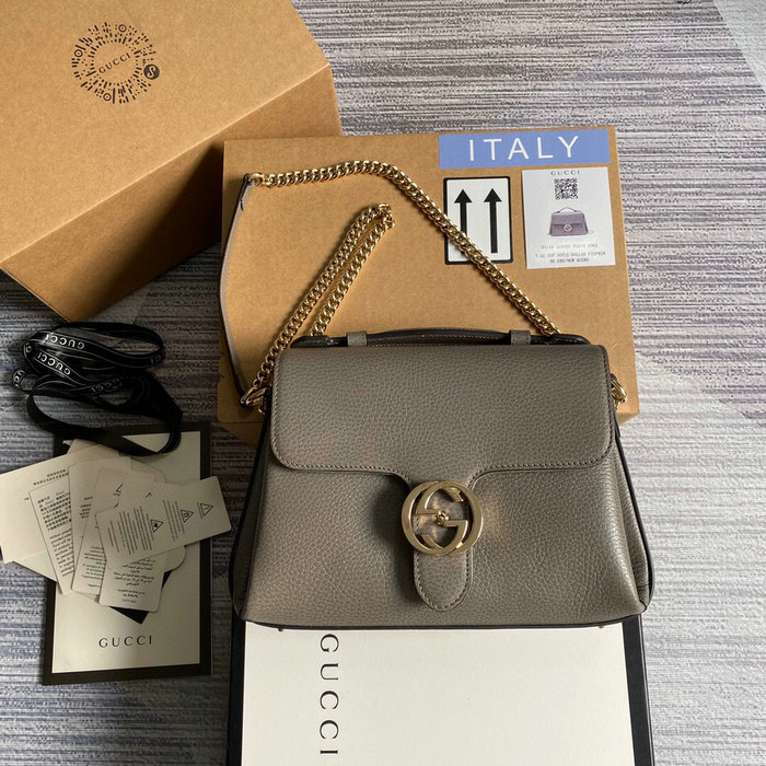 Gucci Interlocking GG Leather Crossbody Bag Grey 510302