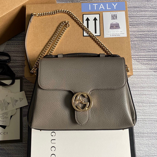 Gucci Interlocking GG Leather Crossbody Bag Grey 510302