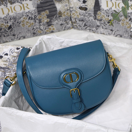 Medium Dior Box Calfskion Bobby Bag Blue M9319