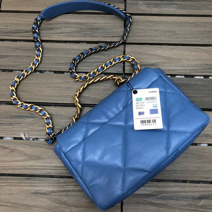 Chanel 19 Lambskin Flap Bag Blue AS1160