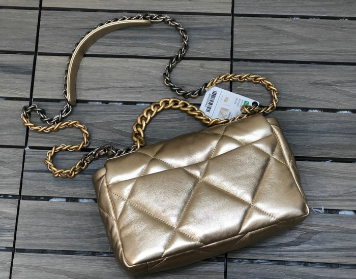 Chanel 19 Lambskin Flap Bag Gold AS1160