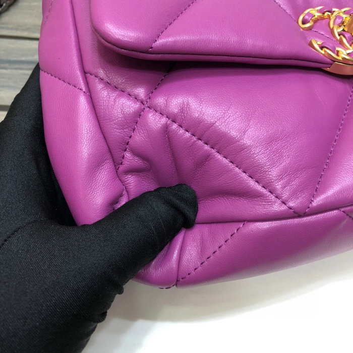 Chanel 19 Lambskin Flap Bag Purple AS1160