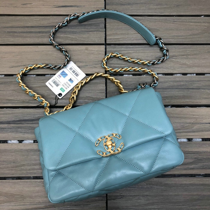 Chanel 19 Lambskin Flap Bag Skyblue AS1160