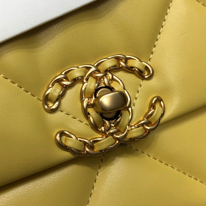 Chanel 19 Lambskin Flap Bag Yellow AS1160