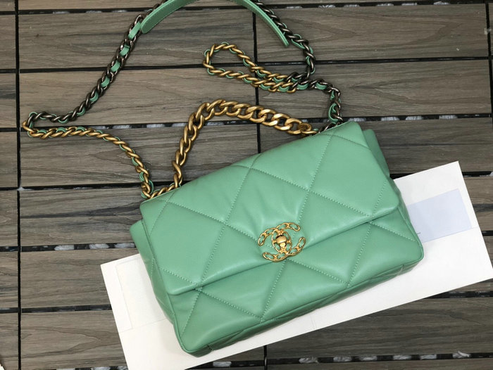 Chanel 19 Lambskin Large Flap Bag Green AS1161