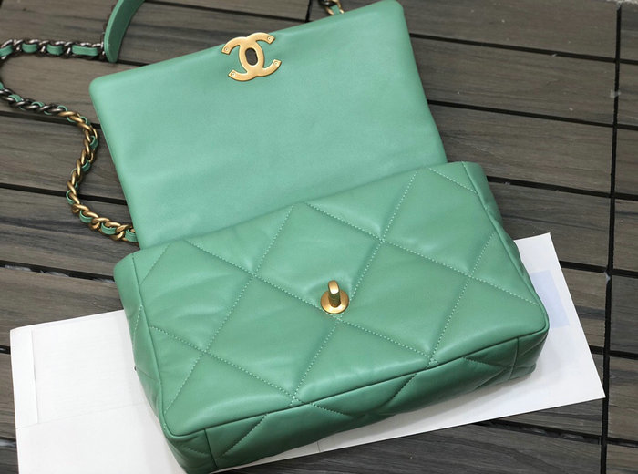 Chanel 19 Lambskin Large Flap Bag Green AS1161