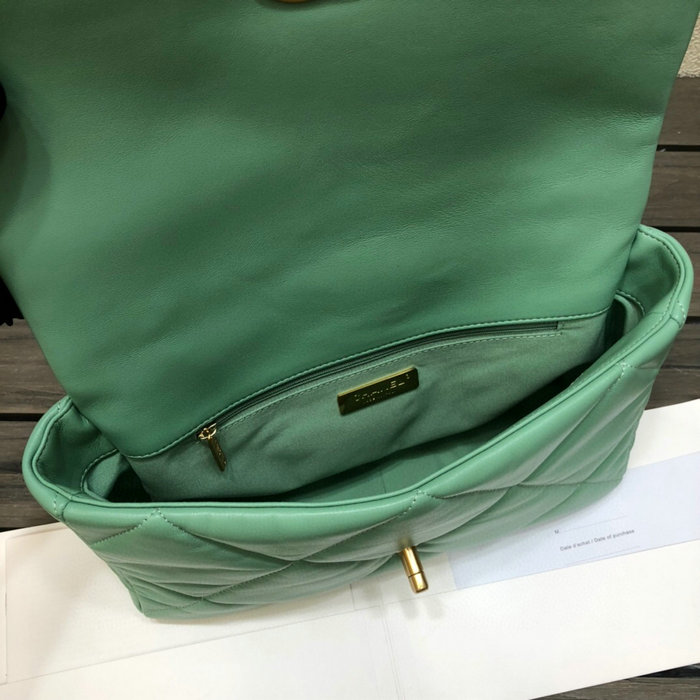 Chanel 19 Lambskin Large Flap Bag Green AS1161