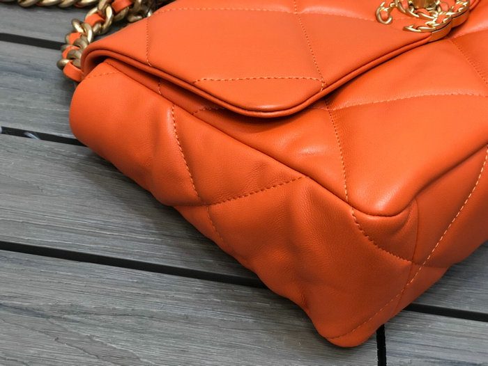 Chanel 19 Lambskin Large Flap Bag Orange AS1161