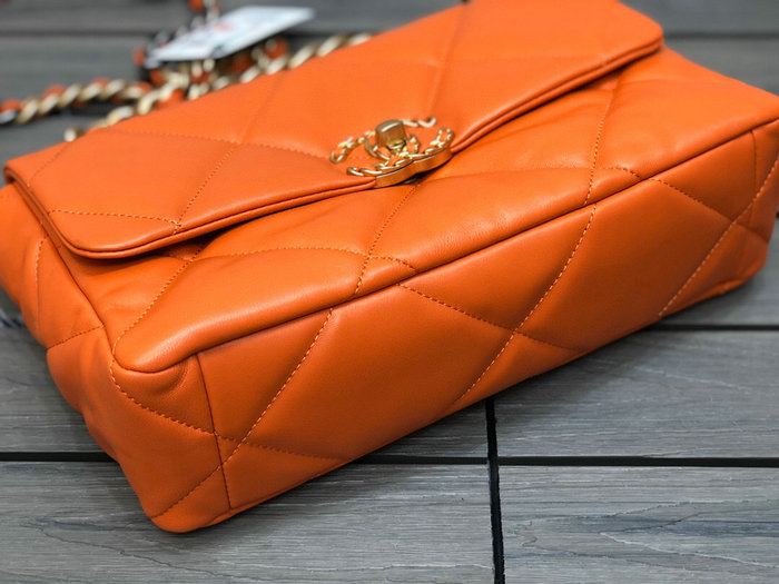 Chanel 19 Lambskin Large Flap Bag Orange AS1161