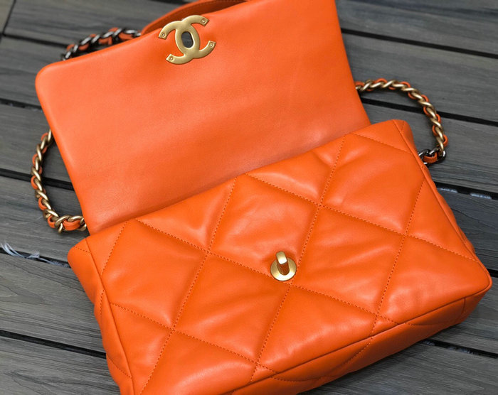 Chanel 19 Lambskin Large Flap Bag Orange AS1161