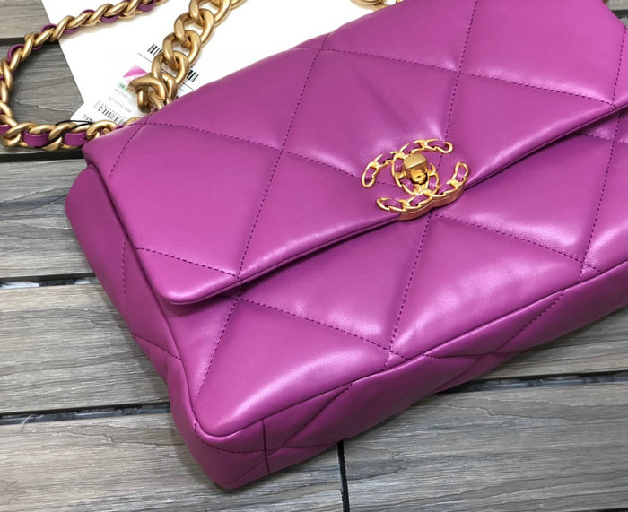 Chanel 19 Lambskin Large Flap Bag Purple AS1161