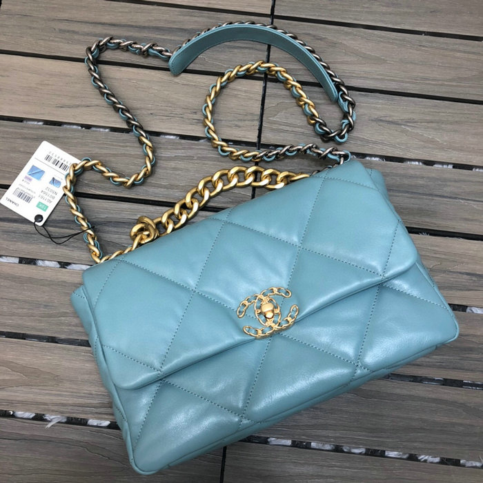 Chanel 19 Lambskin Large Flap Bag Skyblue AS1161