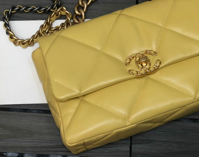 Chanel 19 Lambskin Large Flap Bag Yellow AS1161