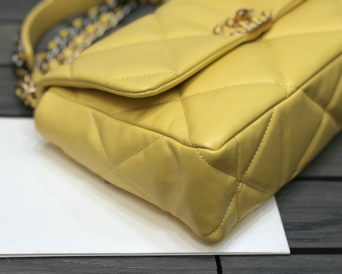 Chanel 19 Lambskin Large Flap Bag Yellow AS1161