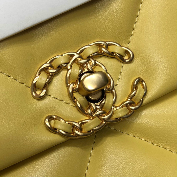 Chanel 19 Lambskin Large Flap Bag Yellow AS1161