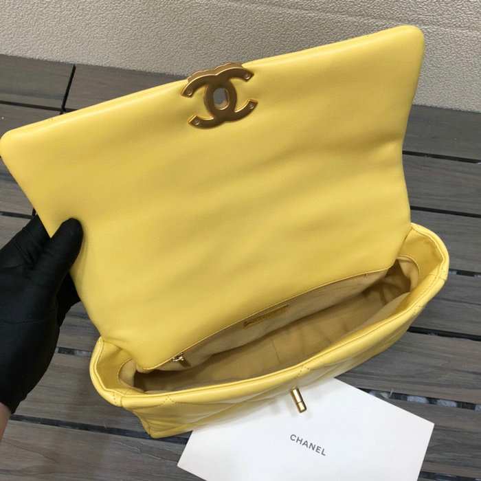 Chanel 19 Lambskin Large Flap Bag Yellow AS1161