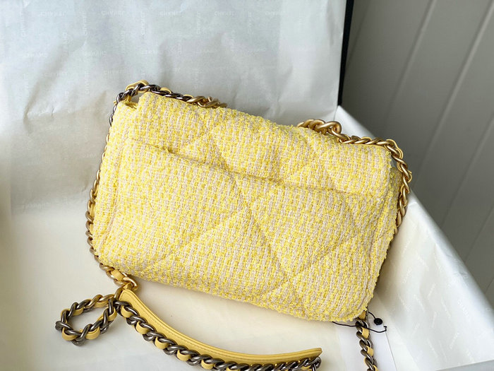 Chanel 19 Tweed Flap Bag Yellow AS1160