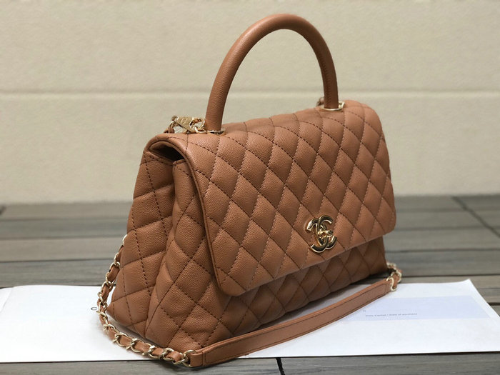 Chanel Flap Bag with Top Handle Camel A92991