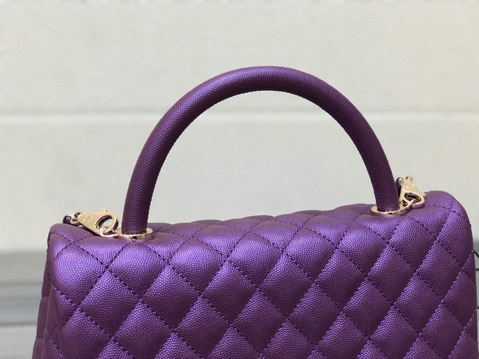 Chanel Flap Bag with Top Handle Purple A92991