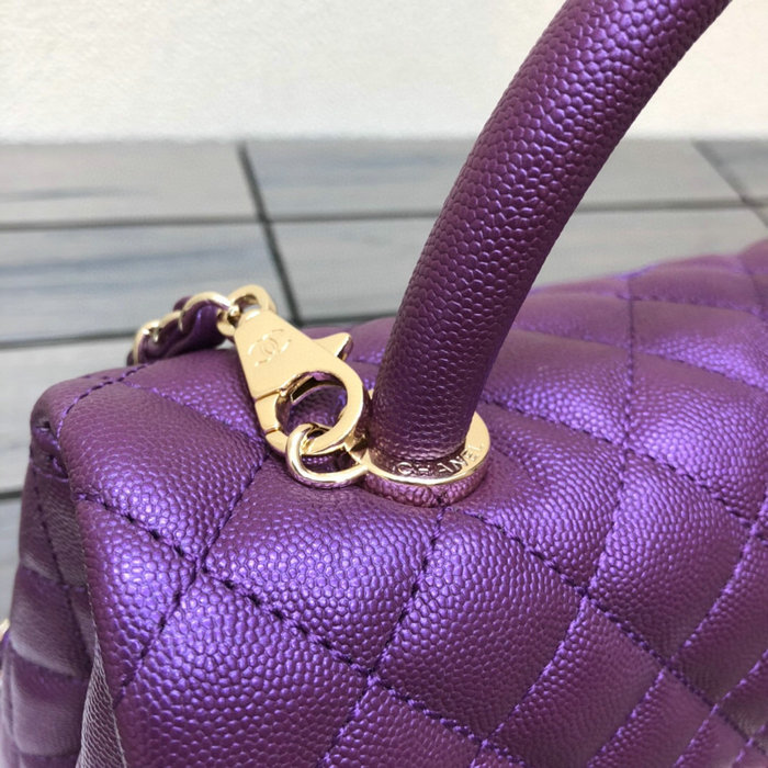 Chanel Flap Bag with Top Handle Purple A92991