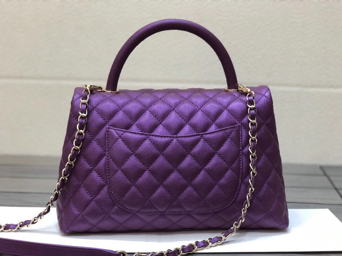 Chanel Flap Bag with Top Handle Purple A92991