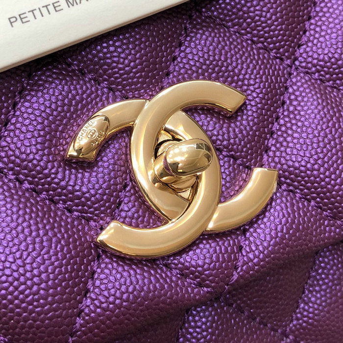 Chanel Flap Bag with Top Handle Purple A92991
