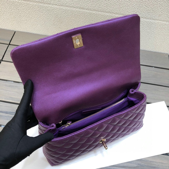 Chanel Flap Bag with Top Handle Purple A92991