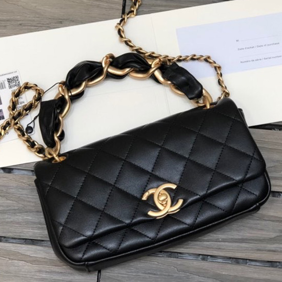Chanel Lambskin Flap Bag Black AS2388