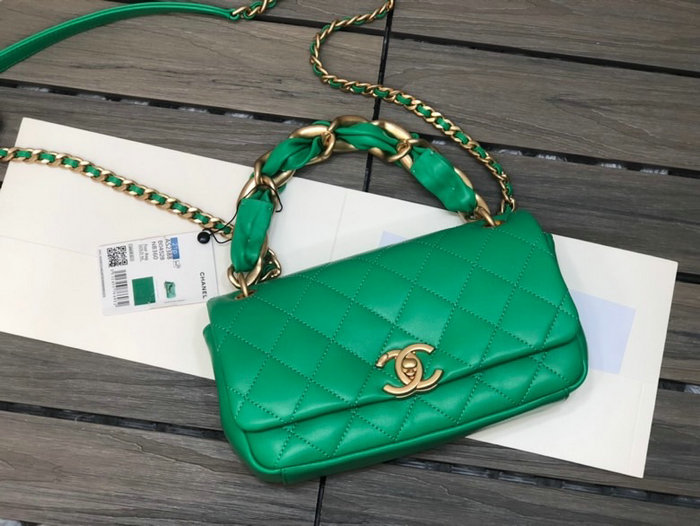 Chanel Lambskin Flap Bag Green AS2388