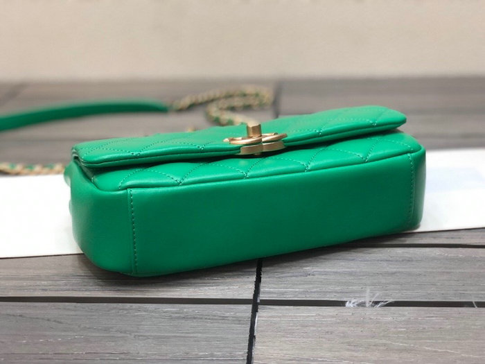 Chanel Lambskin Flap Bag Green AS2388
