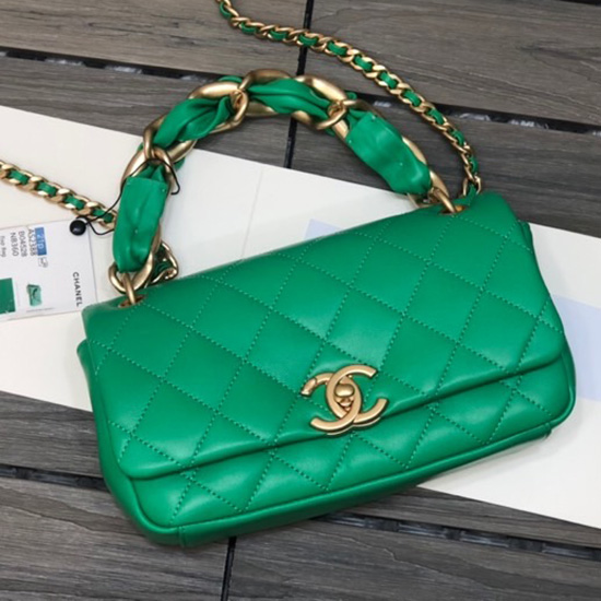 Chanel Lambskin Flap Bag Green AS2388