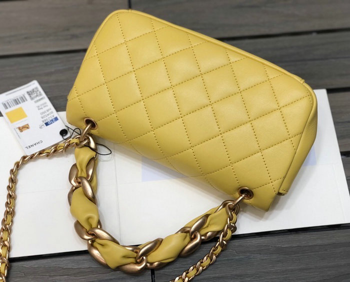 Chanel Lambskin Flap Bag Yellow AS2388