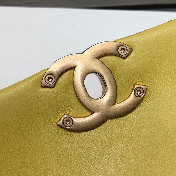 Chanel Lambskin Flap Bag Yellow AS2388