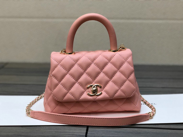 Chanel Mini Flap Bag with Top Handle Pink AS2215