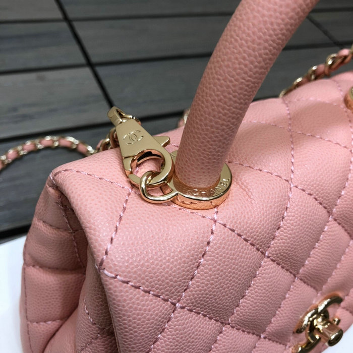 Chanel Mini Flap Bag with Top Handle Pink AS2215