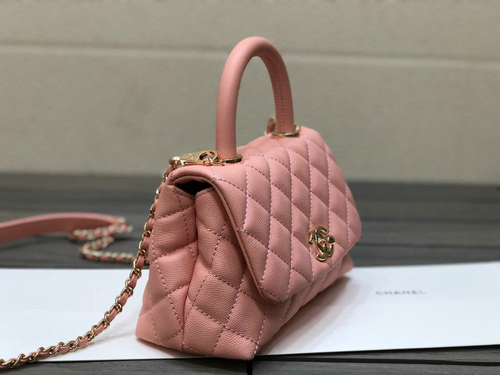 Chanel Mini Flap Bag with Top Handle Pink AS2215