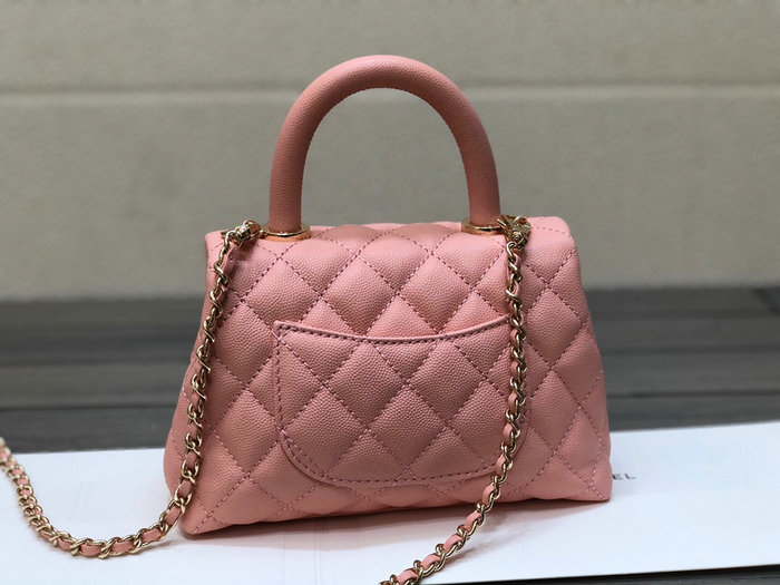 Chanel Mini Flap Bag with Top Handle Pink AS2215