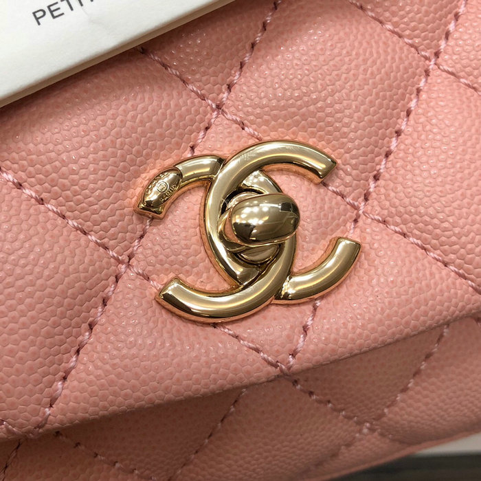 Chanel Mini Flap Bag with Top Handle Pink AS2215