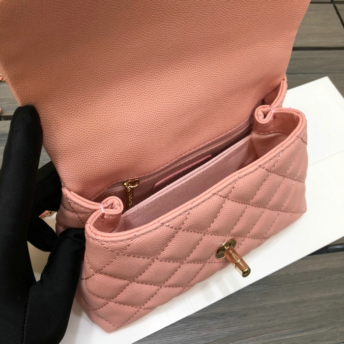 Chanel Mini Flap Bag with Top Handle Pink AS2215