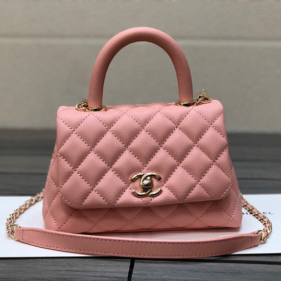 Chanel Mini Flap Bag with Top Handle Pink AS2215