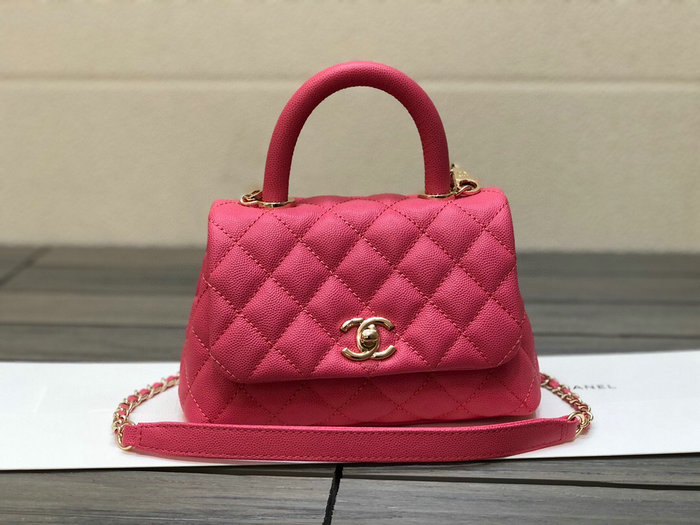 Chanel Mini Flap Bag with Top Handle Rose AS2215