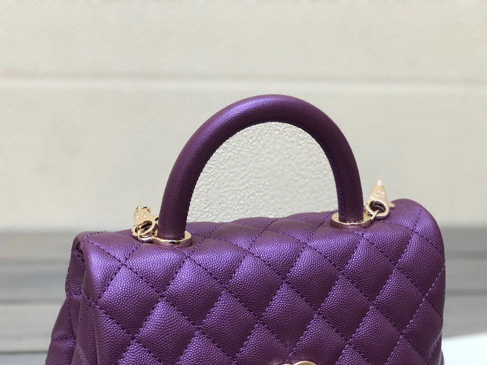 Chanel Small Flap Bag with Top Handle Purple A92990