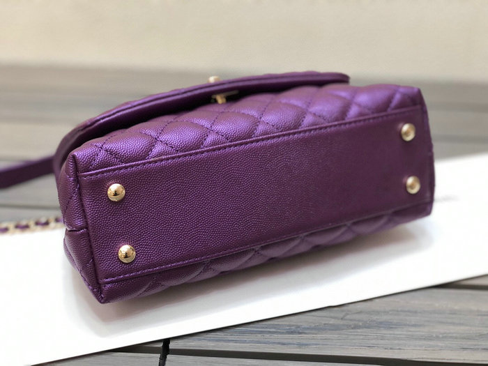 Chanel Small Flap Bag with Top Handle Purple A92990