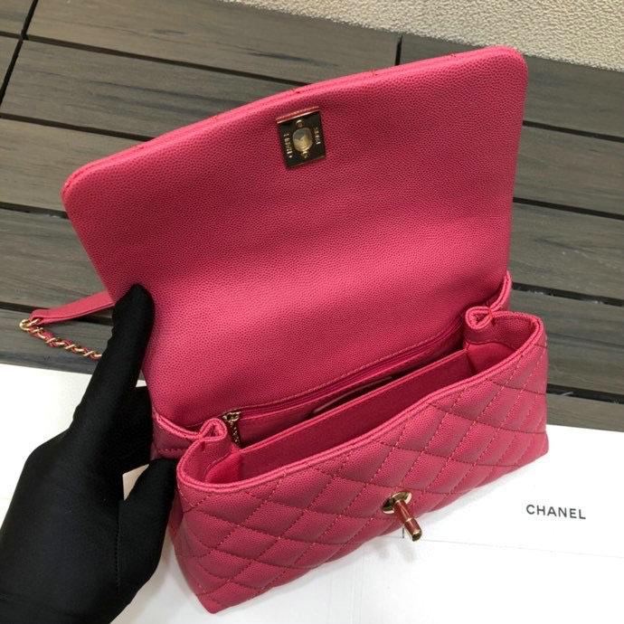 Chanel Small Flap Bag with Top Handle Rose A92990