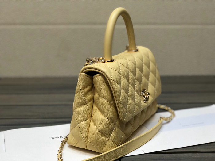 Chanel Small Flap Bag with Top Handle Yellow A92990