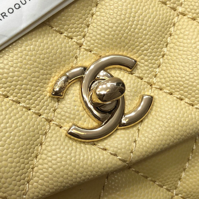 Chanel Small Flap Bag with Top Handle Yellow A92990